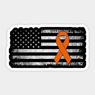 Leukemia Cancer Awareness Ribbon Classic American Flag Sticker